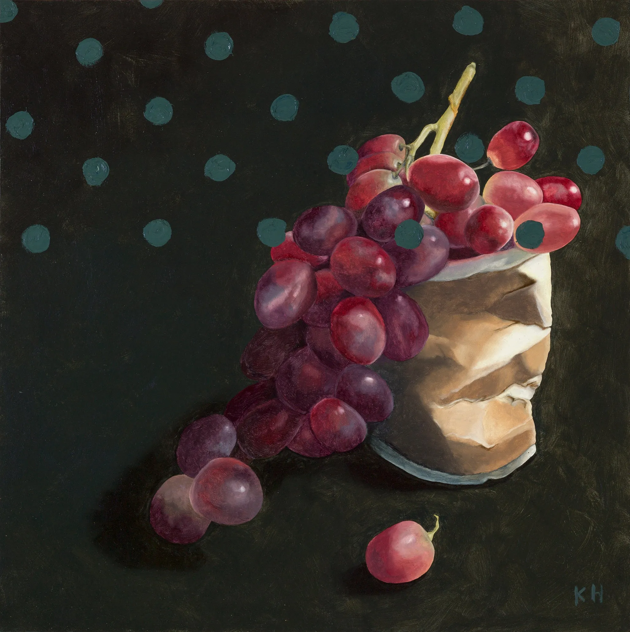 • ORIGINAL OIL PAINTING • 'Grapes, Takeaway Coffee, Moss'