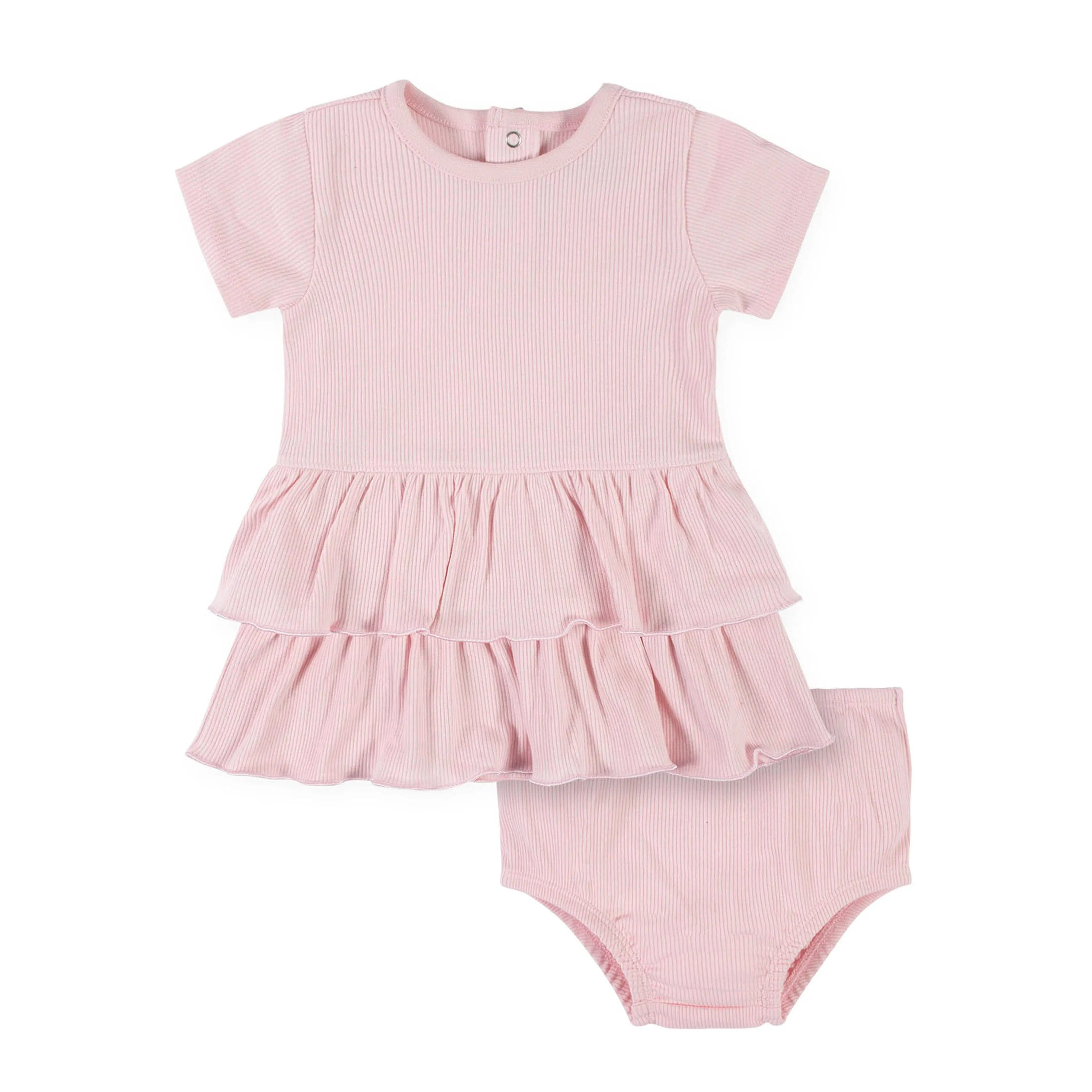 2-Piece Baby Girls Pink Dress & Diaper Cover