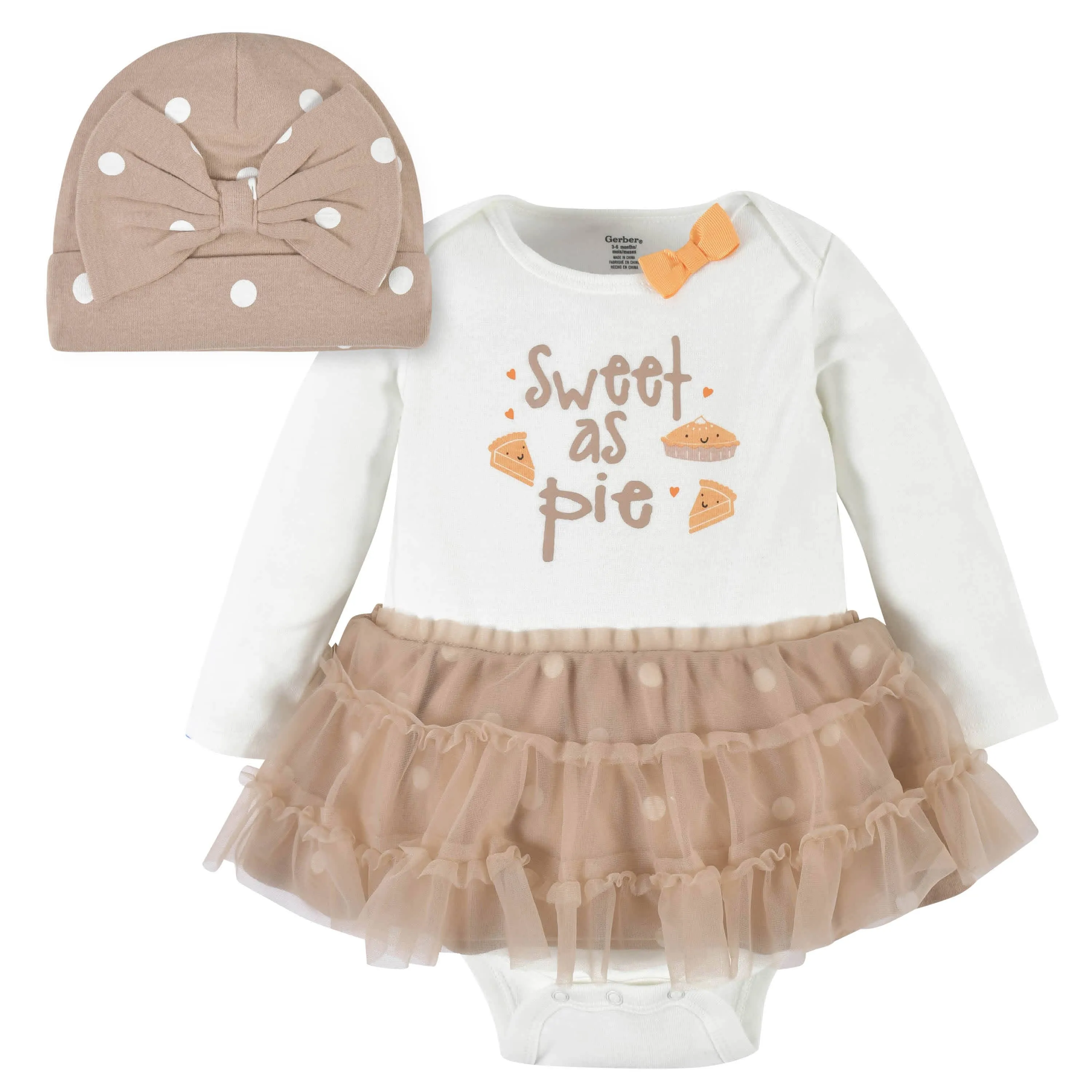 2-Piece Baby Girls Sweet As Pie Skirted Onesies® Bodysuit & Cap