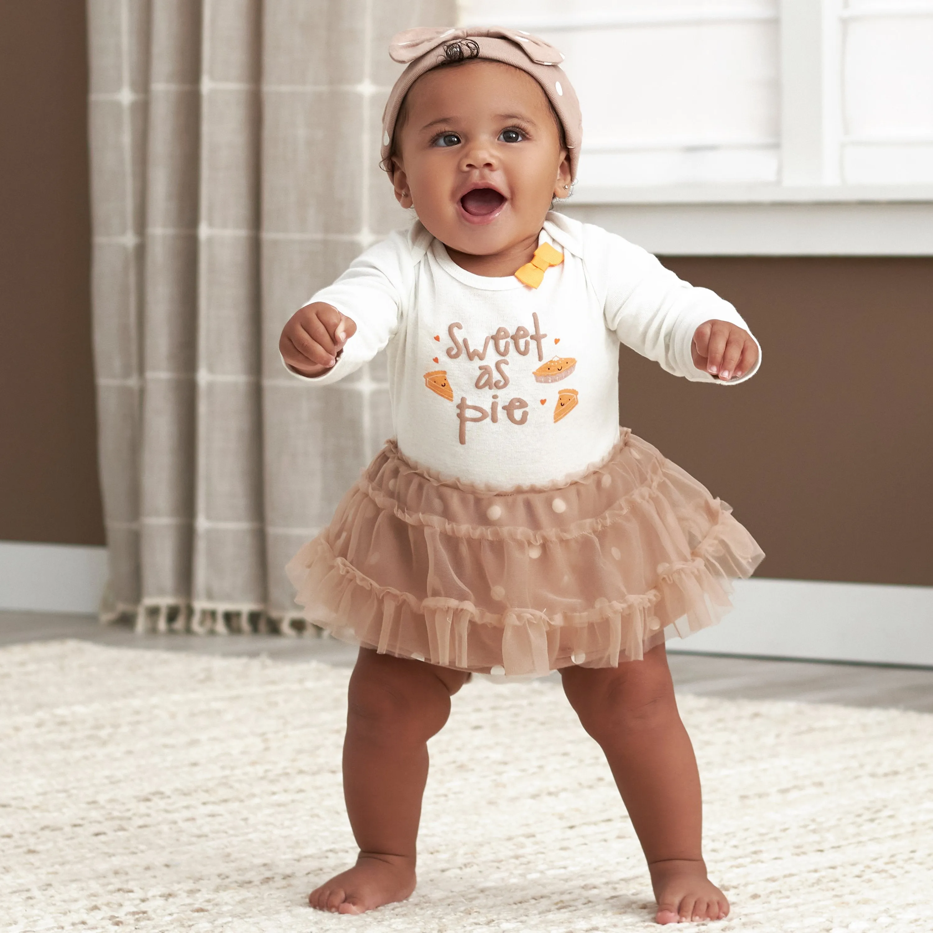 2-Piece Baby Girls Sweet As Pie Skirted Onesies® Bodysuit & Cap