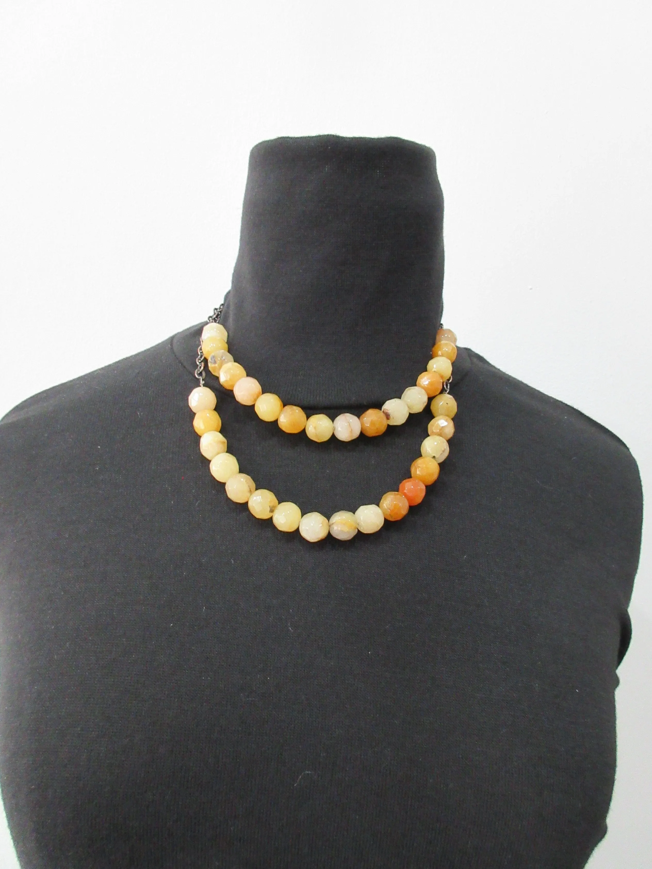 20A62 -Orange Ball Stone Necklace