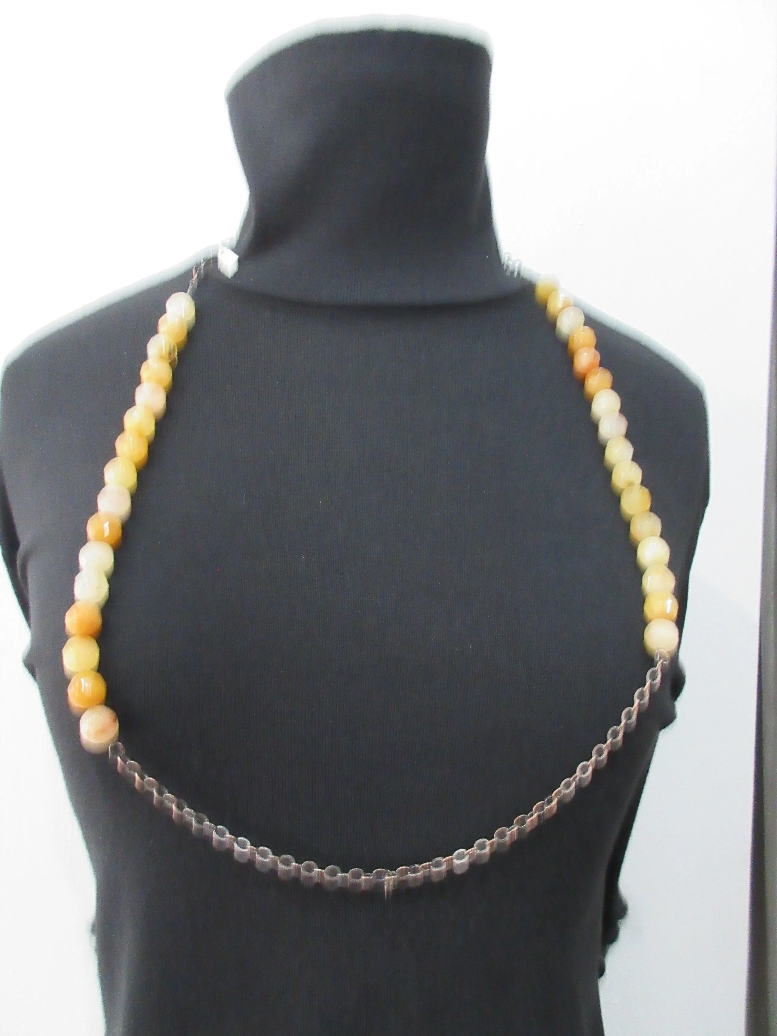 20A62 -Orange Ball Stone Necklace