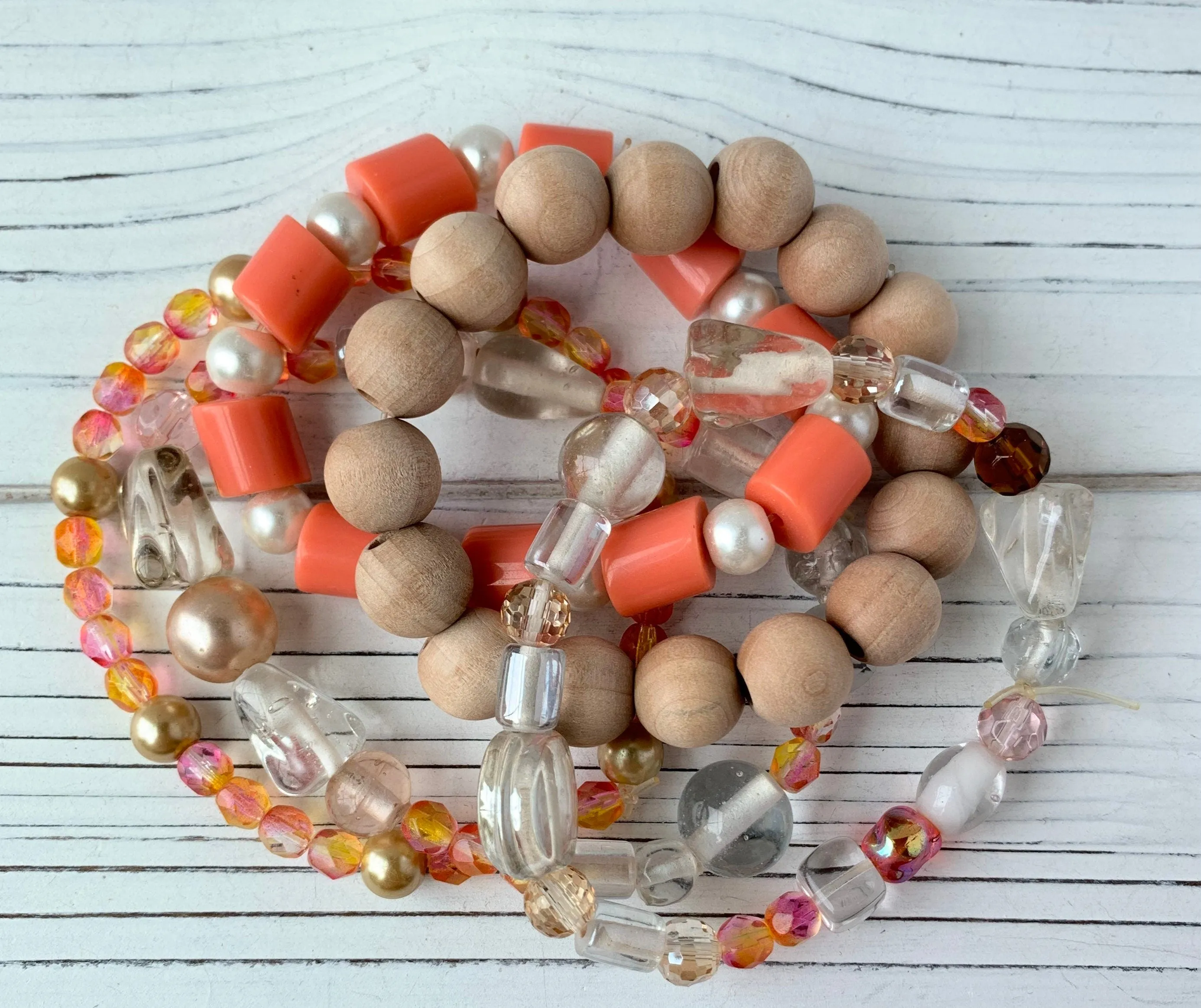 5-Piece Just Peachy Stretch Bracelet Set One of a Kind