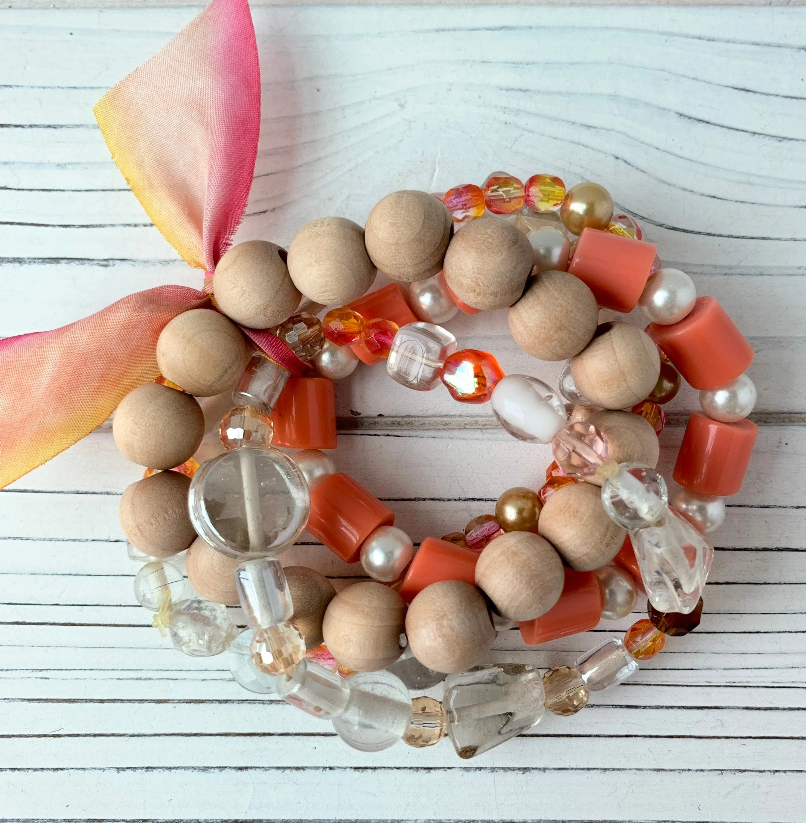 5-Piece Just Peachy Stretch Bracelet Set One of a Kind