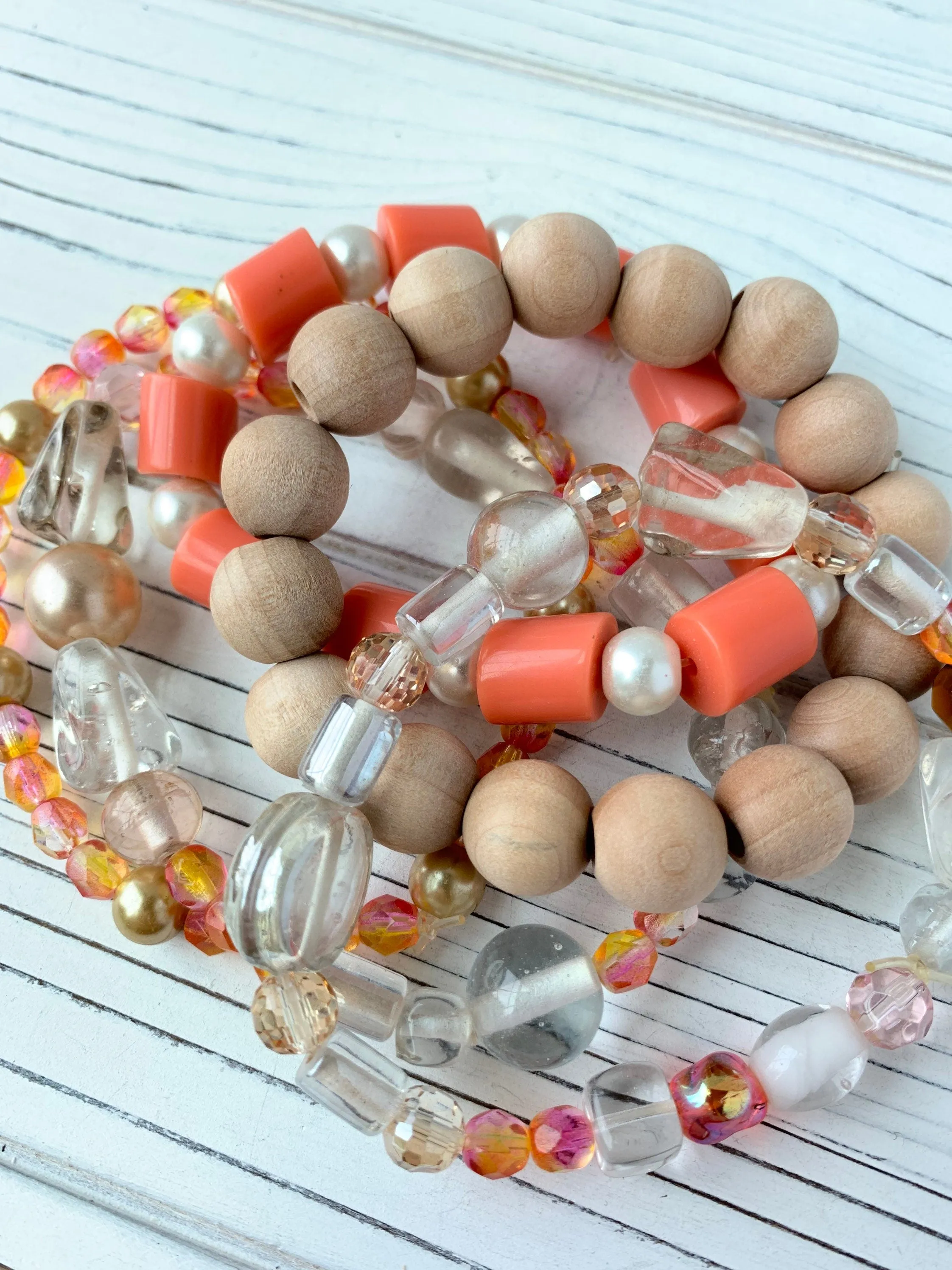 5-Piece Just Peachy Stretch Bracelet Set One of a Kind