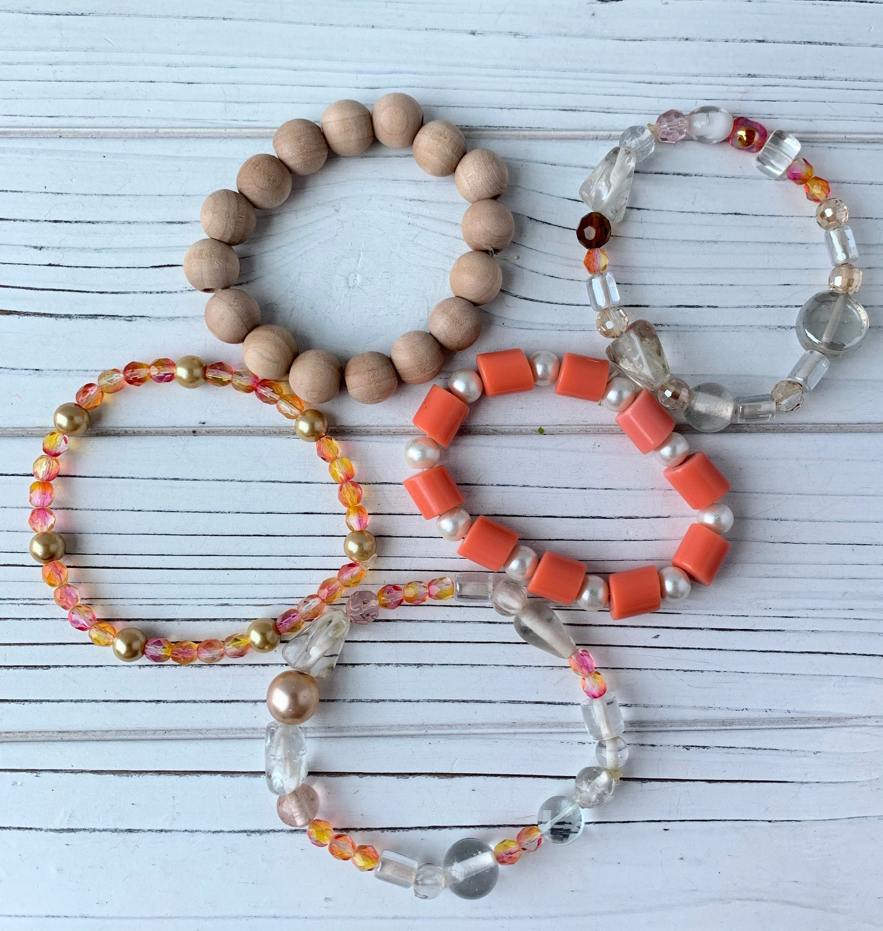 5-Piece Just Peachy Stretch Bracelet Set One of a Kind