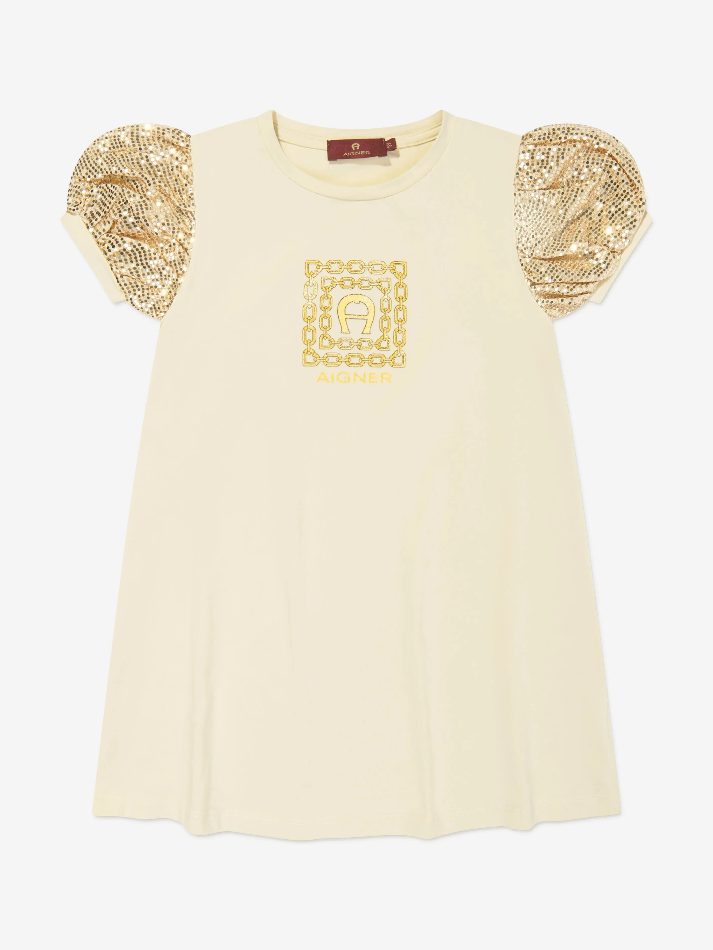 Aigner Girls Logo T-Shirt Dress in Beige