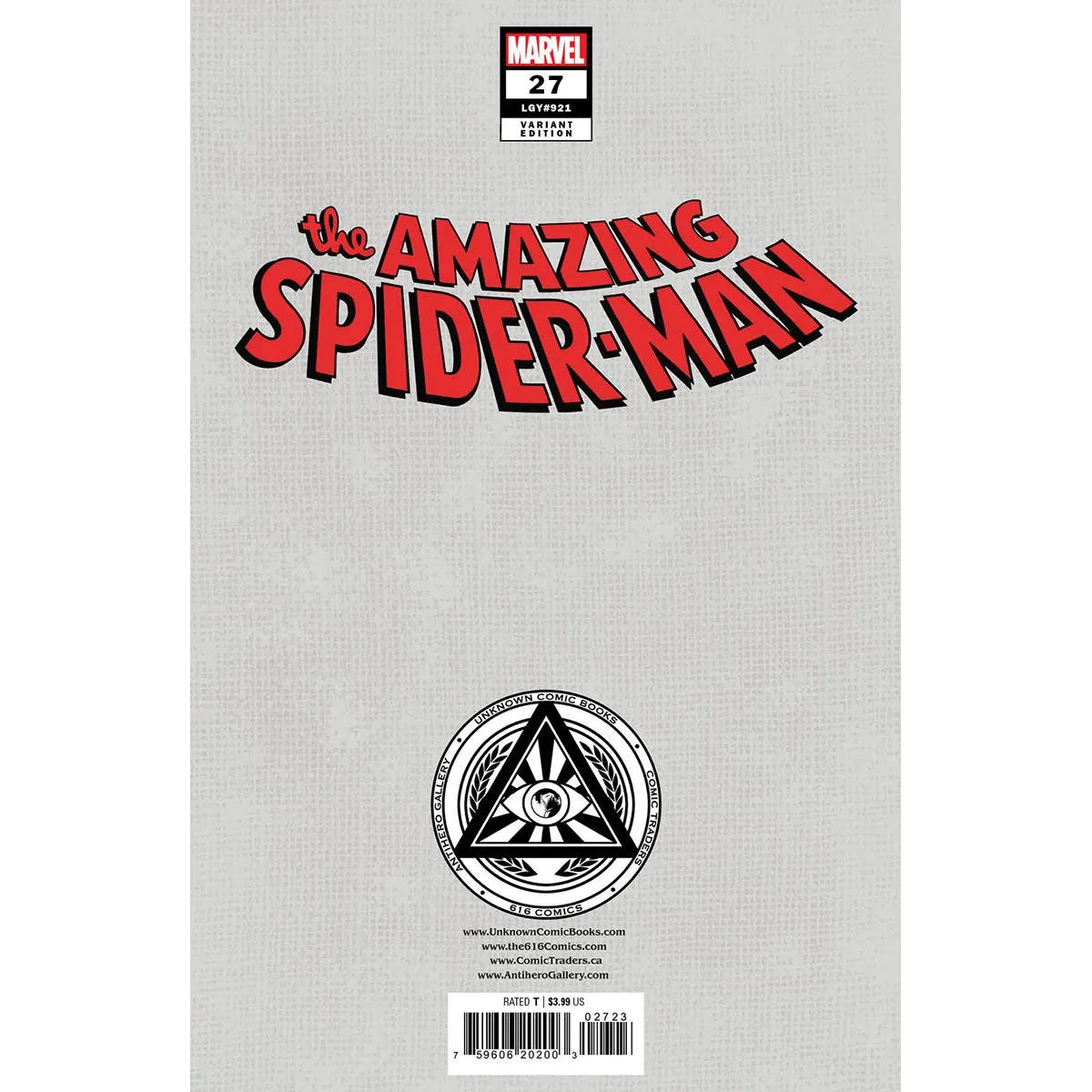 AMAZING SPIDER-MAN #27 UNKNOWN COMICS NATHAN SZERDY EXCLUSIVE VIRGIN VAR (06/14/2023)