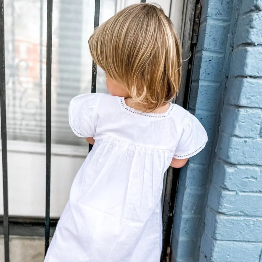 Amelia White Cotton Dress, Smocked