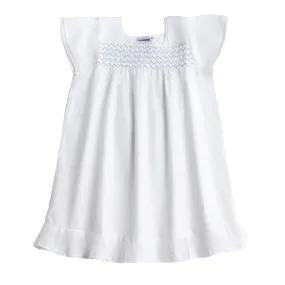 Amelia White Cotton Dress, Smocked