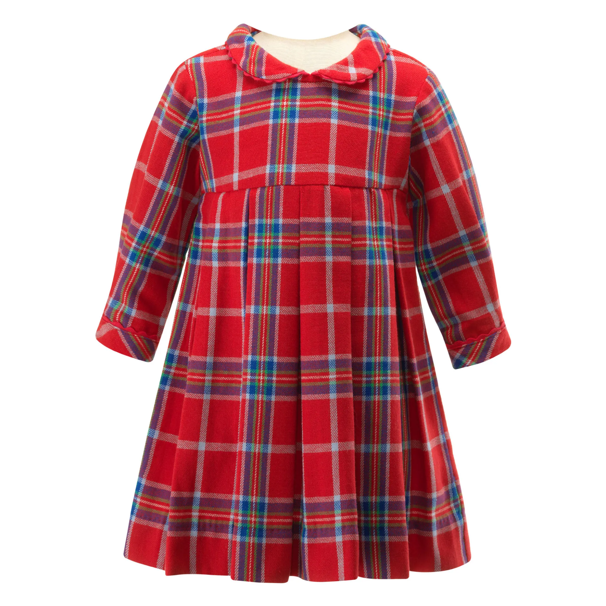 Baby Girl Red Tartan Pleated Dress & Bloomers