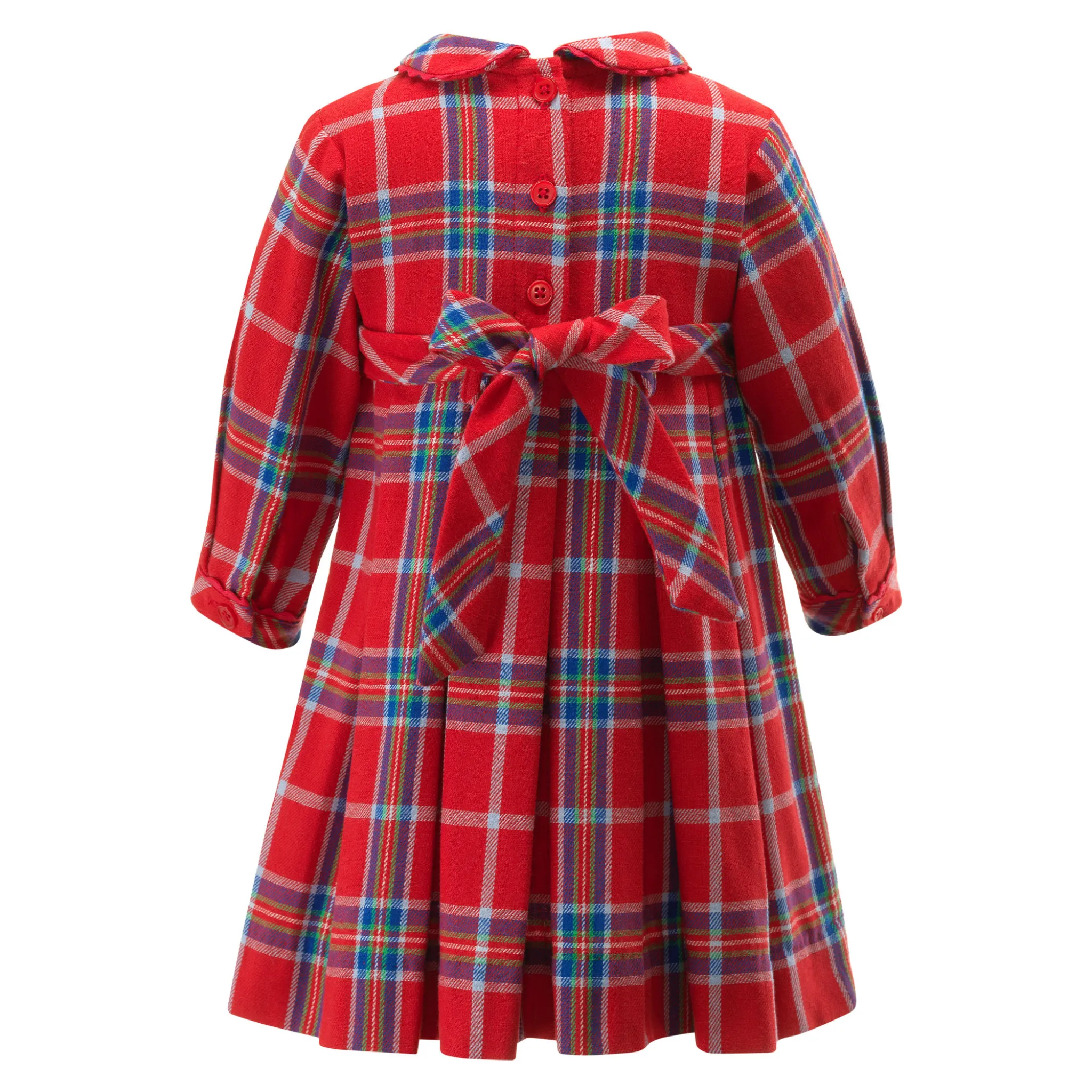 Baby Girl Red Tartan Pleated Dress & Bloomers