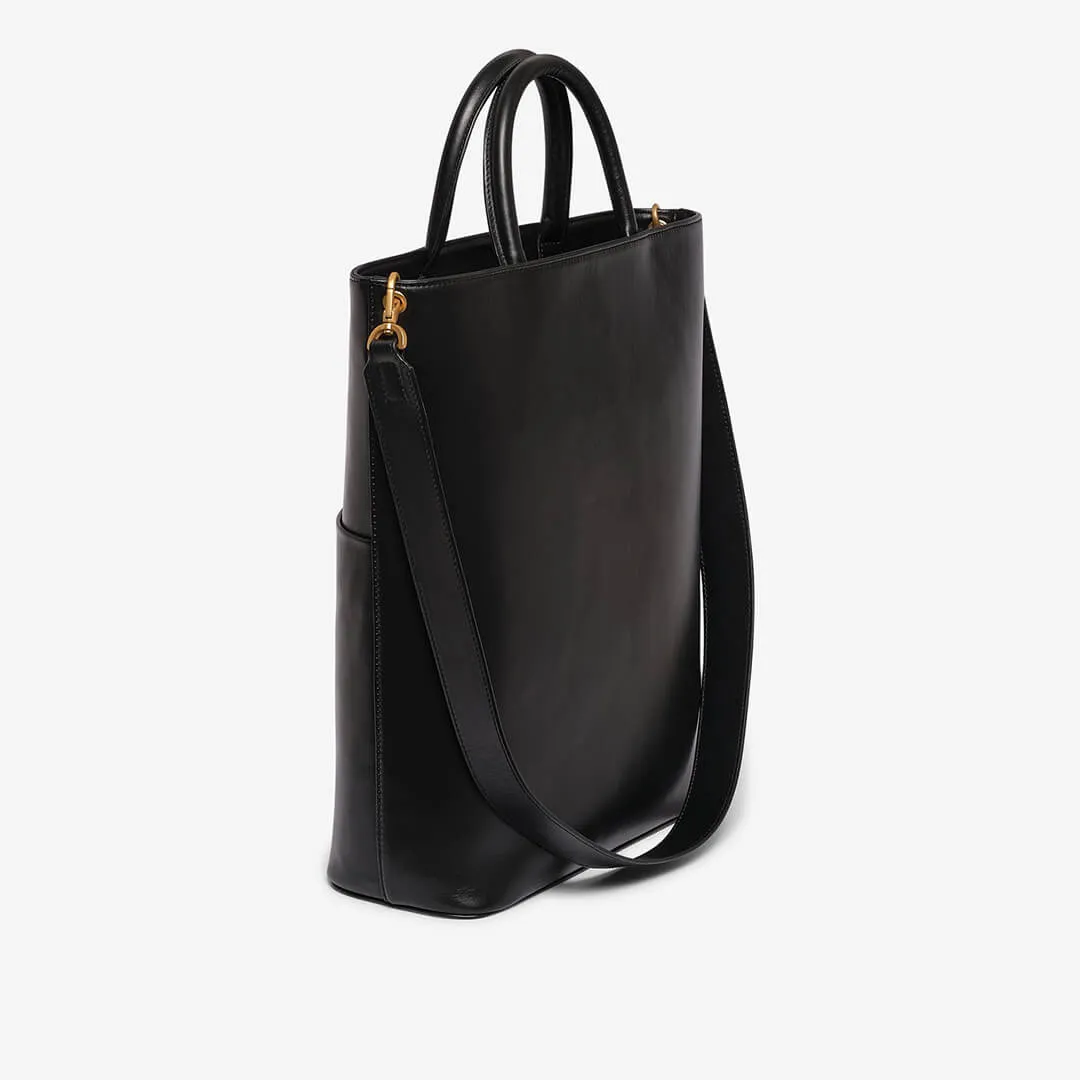 Black calfskin shopping bag