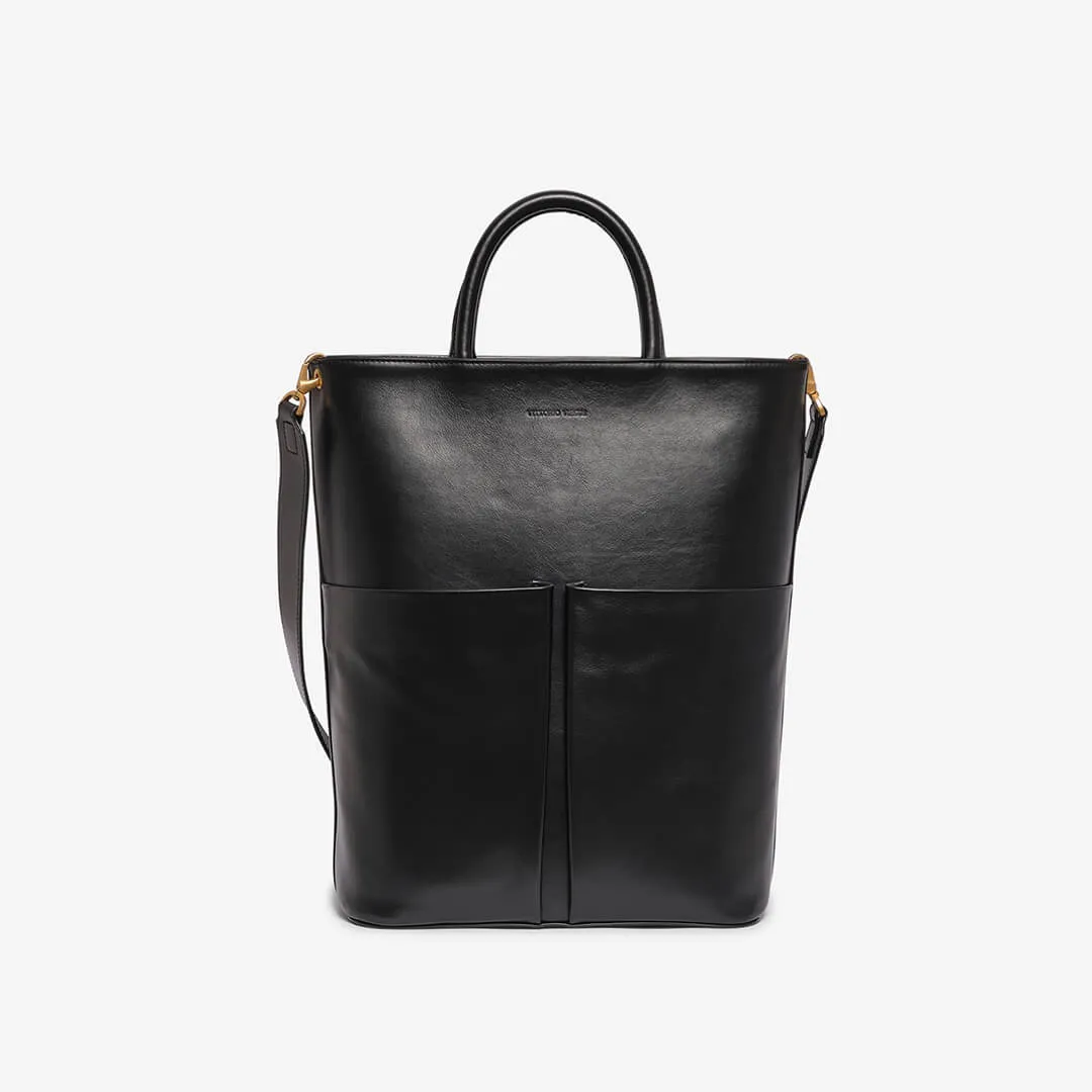 Black calfskin shopping bag