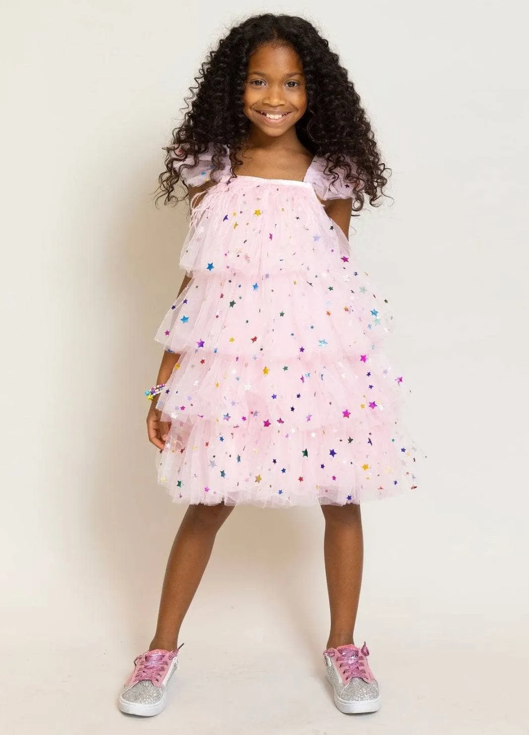 Feather Rainbow Stars Tulle Dress