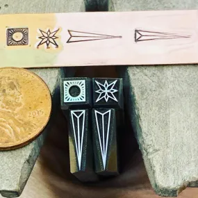 Fine Accents. Arrows, Boxed Circle, Star. Engraved Metal Hand Stamp.