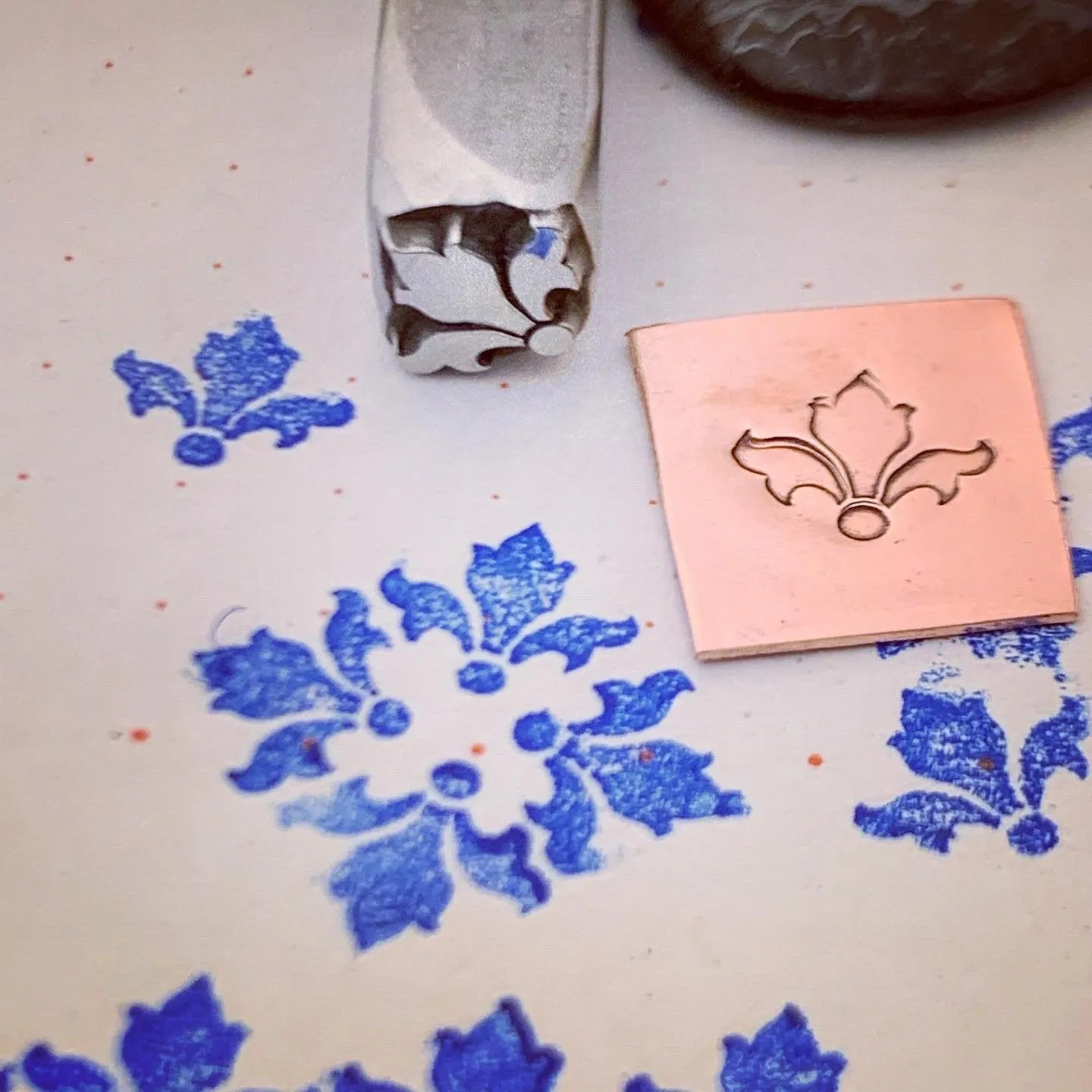 Fleur des Corner. Engraved Metal Hand Stamp.