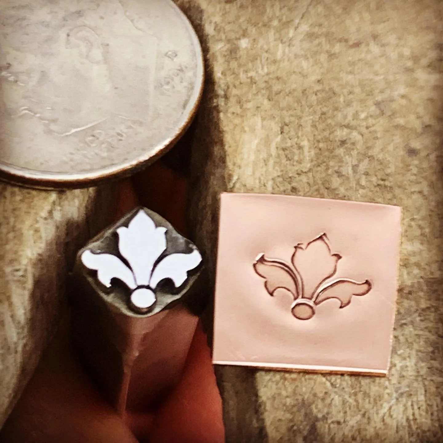 Fleur des Corner. Engraved Metal Hand Stamp.