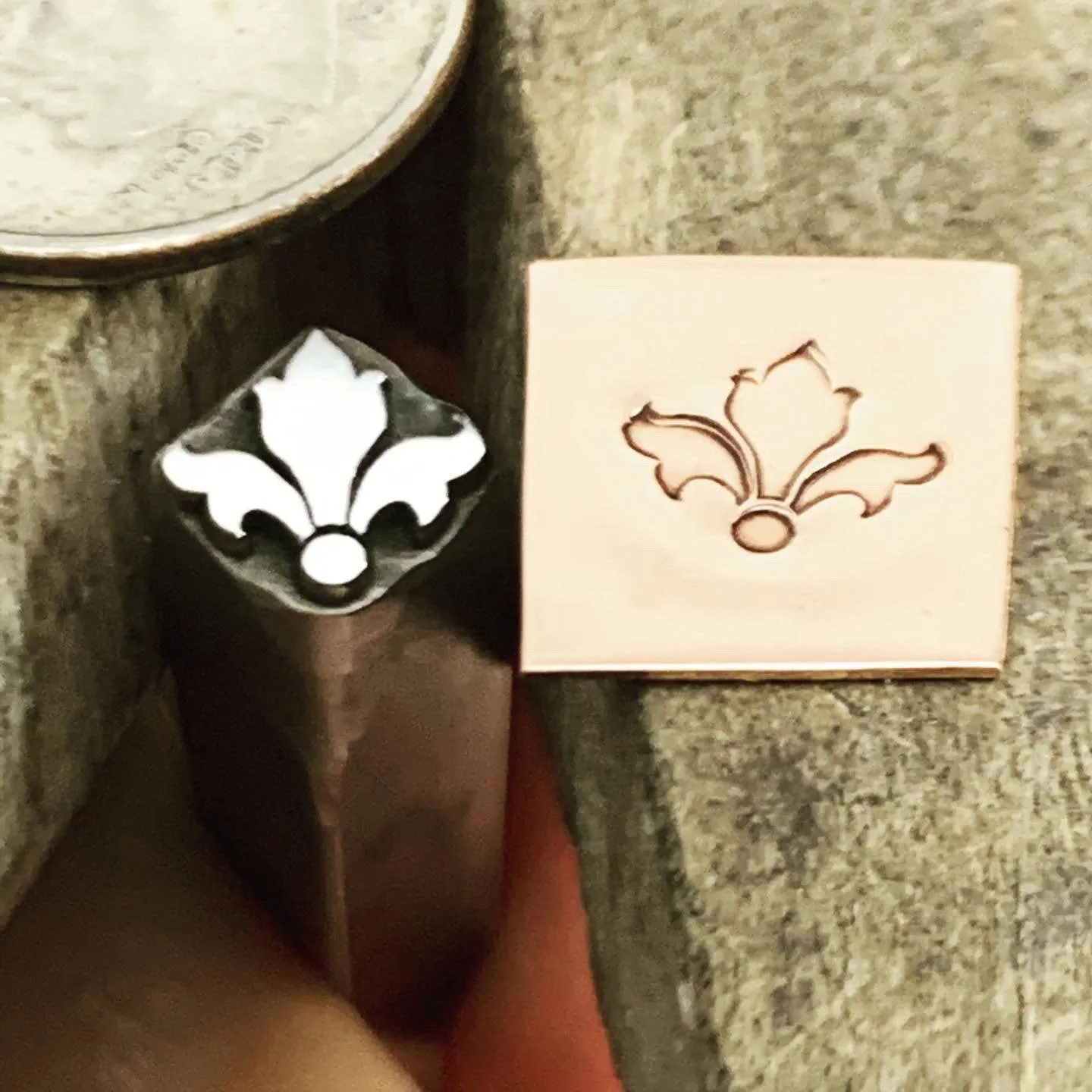 Fleur des Corner. Engraved Metal Hand Stamp.