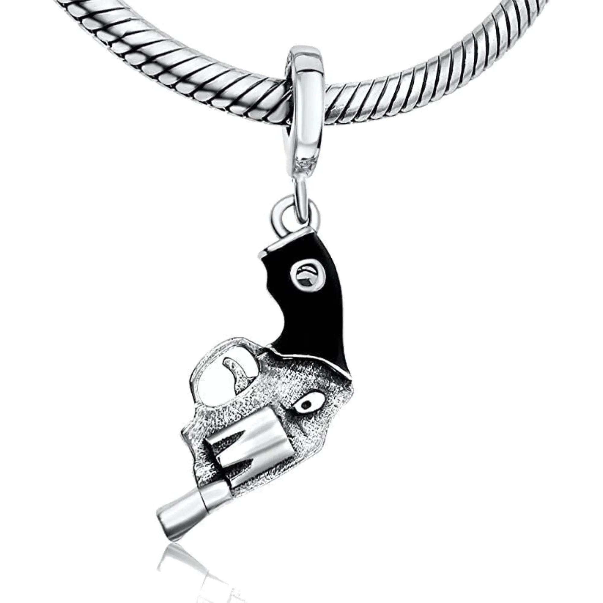 Gun Revolver Pistol Dangle Pendant Charm