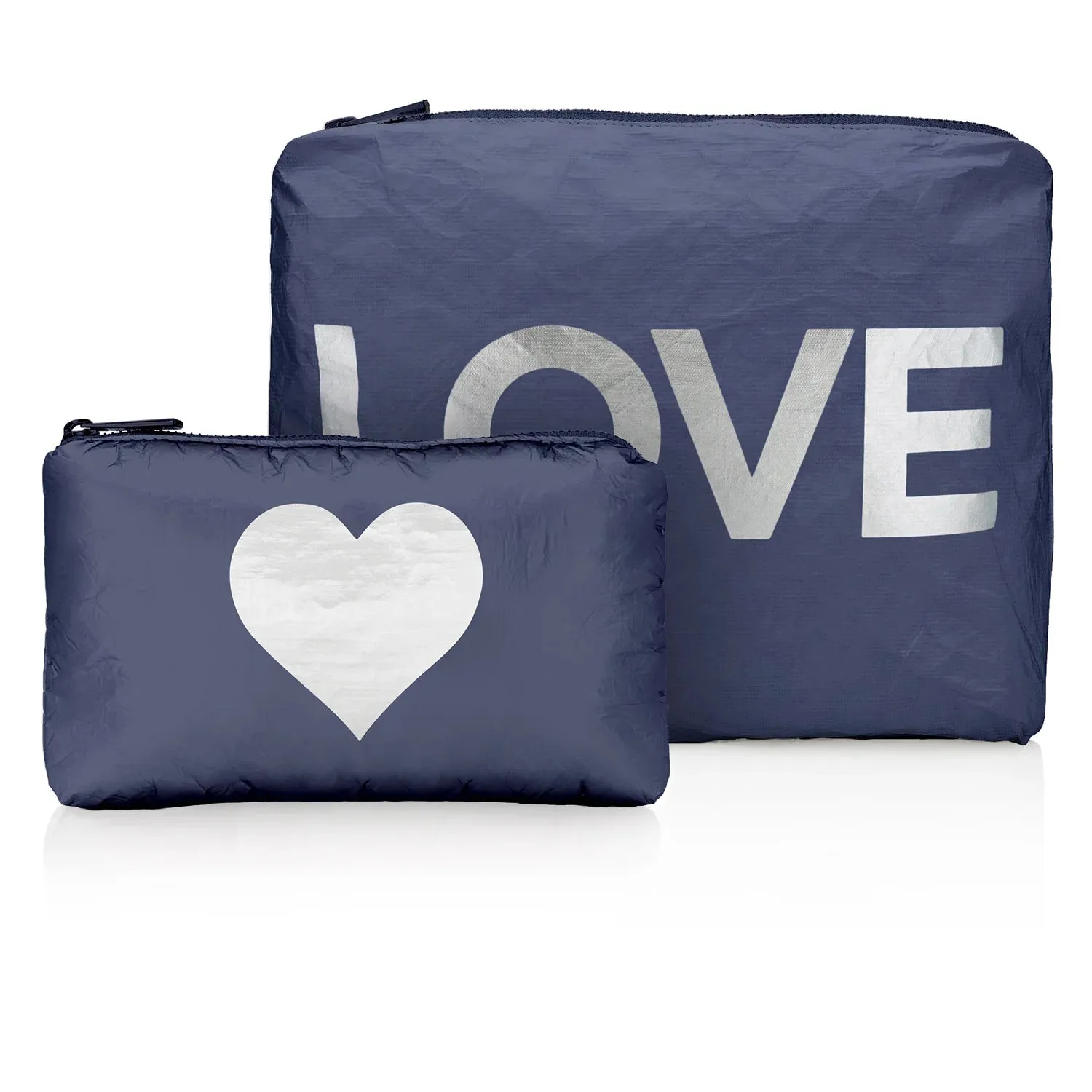 Hi Love Set of Two Shimmer LOVE "Organizational Bag Set"