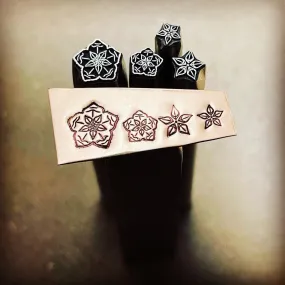 Hoya Flowers and Hoya Centers. Four variations. Metal Hand Stamp.