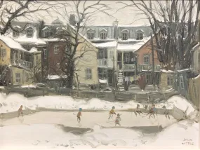 John Little - 'Patinoire, Behind Lorne Ave' - Oil on Canvas (12'' x 16'')