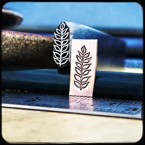 Leaf Line Dance Raised Design. Engraved Metal Hand Stamp Handmade.