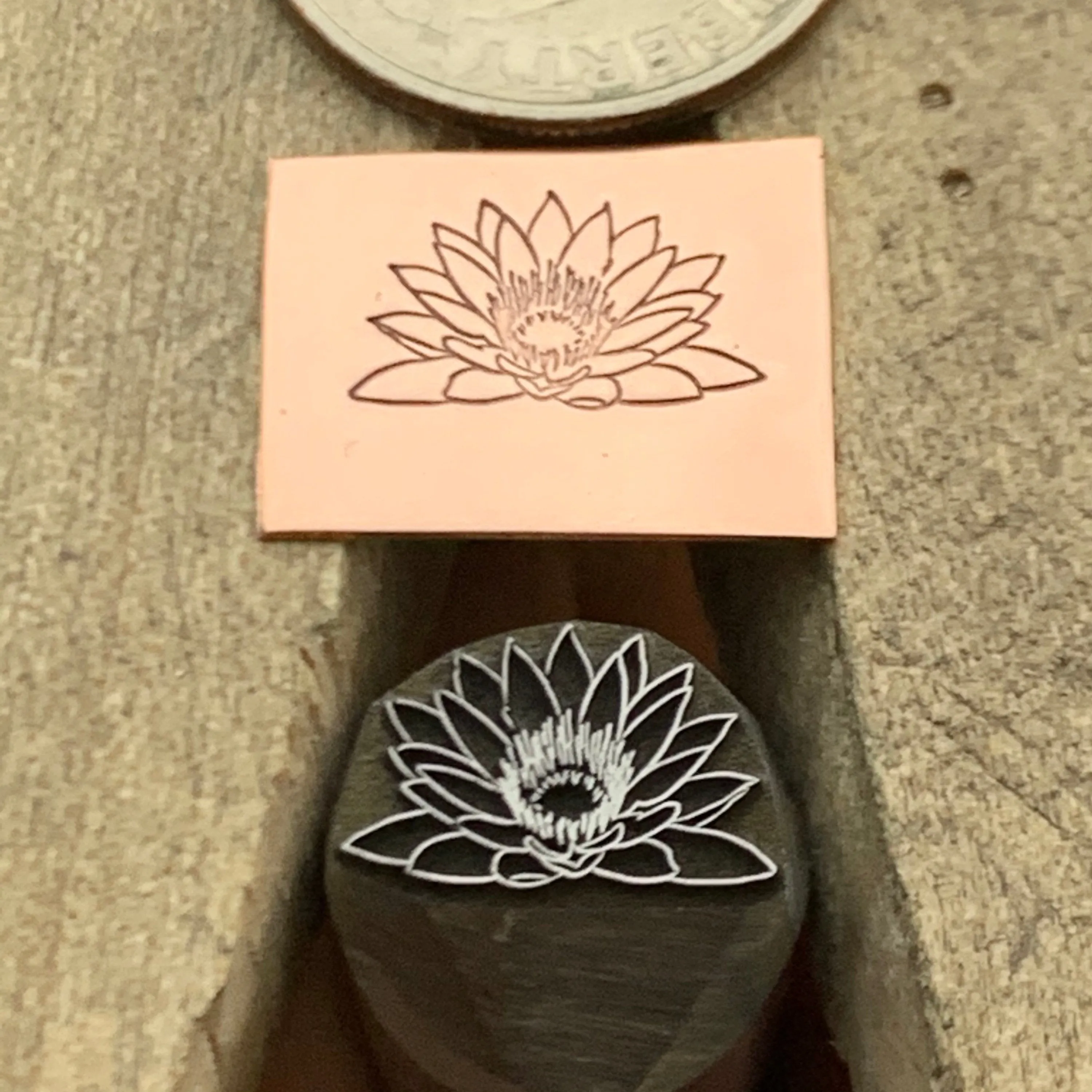 Lily. Lotus. Metal Hand Stamp.