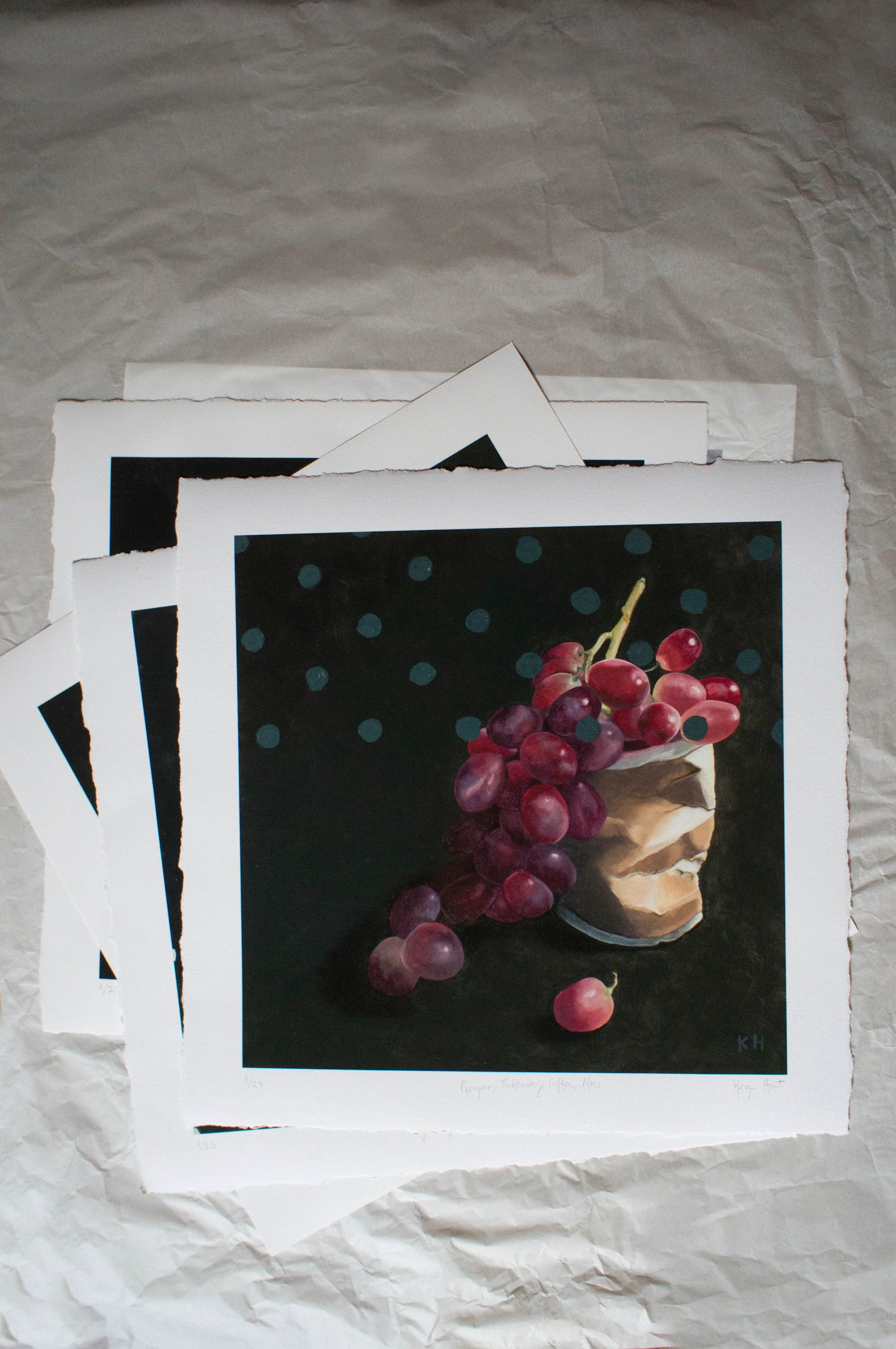 LIMITED EDITION PRINT 'Grapes, Takeaway Coffee, Moss' [ MEDIUM ]