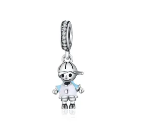 Little Boy Enamel Charm 925 Sterling Silver