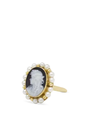 Little Lovelies Black Cameo Pearly Ring