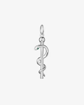 Modern Rod of Asclepius Pendant Charm