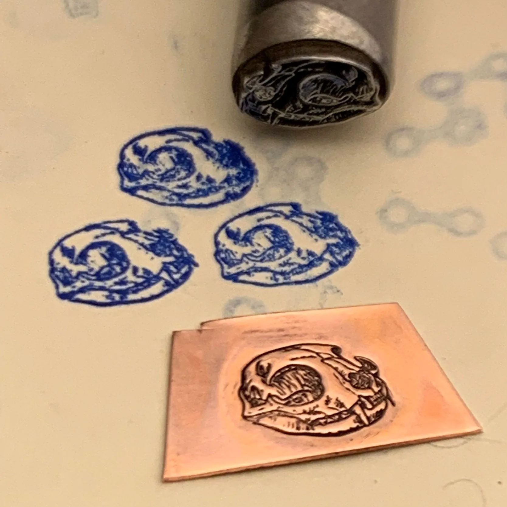 OMG. A Cat Skull. Engraved Metal Hand Stamp.