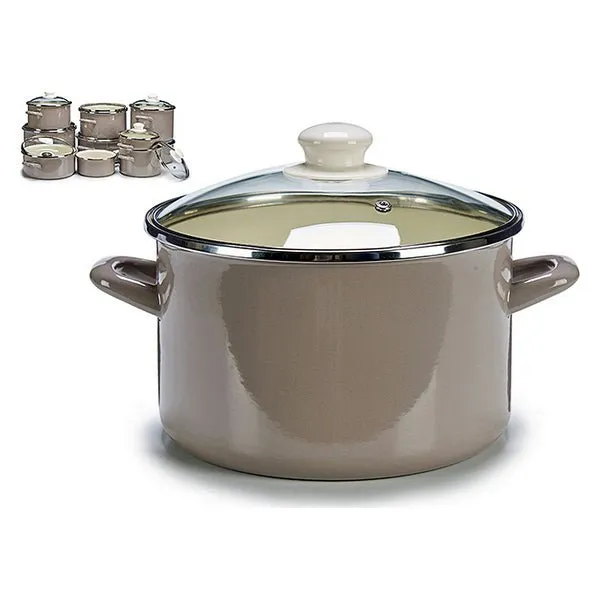 Pot with Glass Lid Grey (31,2 x 19,5 x 23,8 cm)