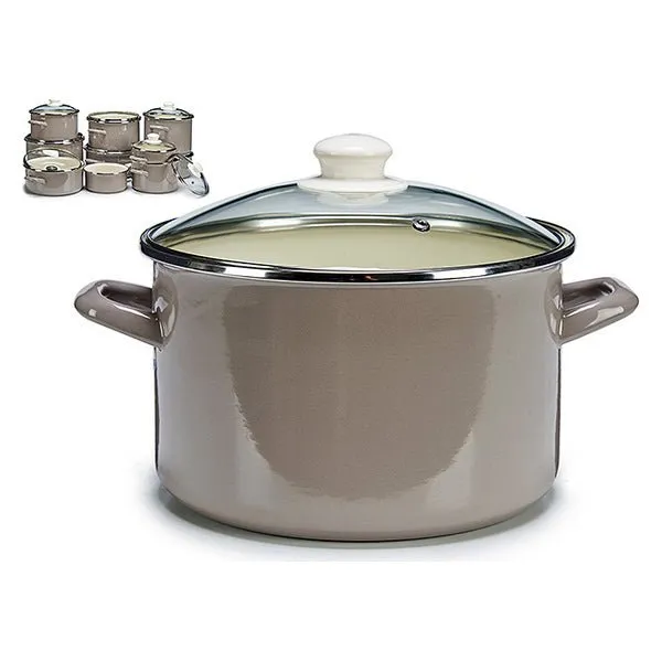 Pot with Glass Lid Grey (33,6 x 21,5 x 25,8 cm)