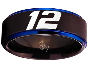 Ryan Blaney Ring #12 NASCAR Black Blue Autograph Ring #ryanblaney #12