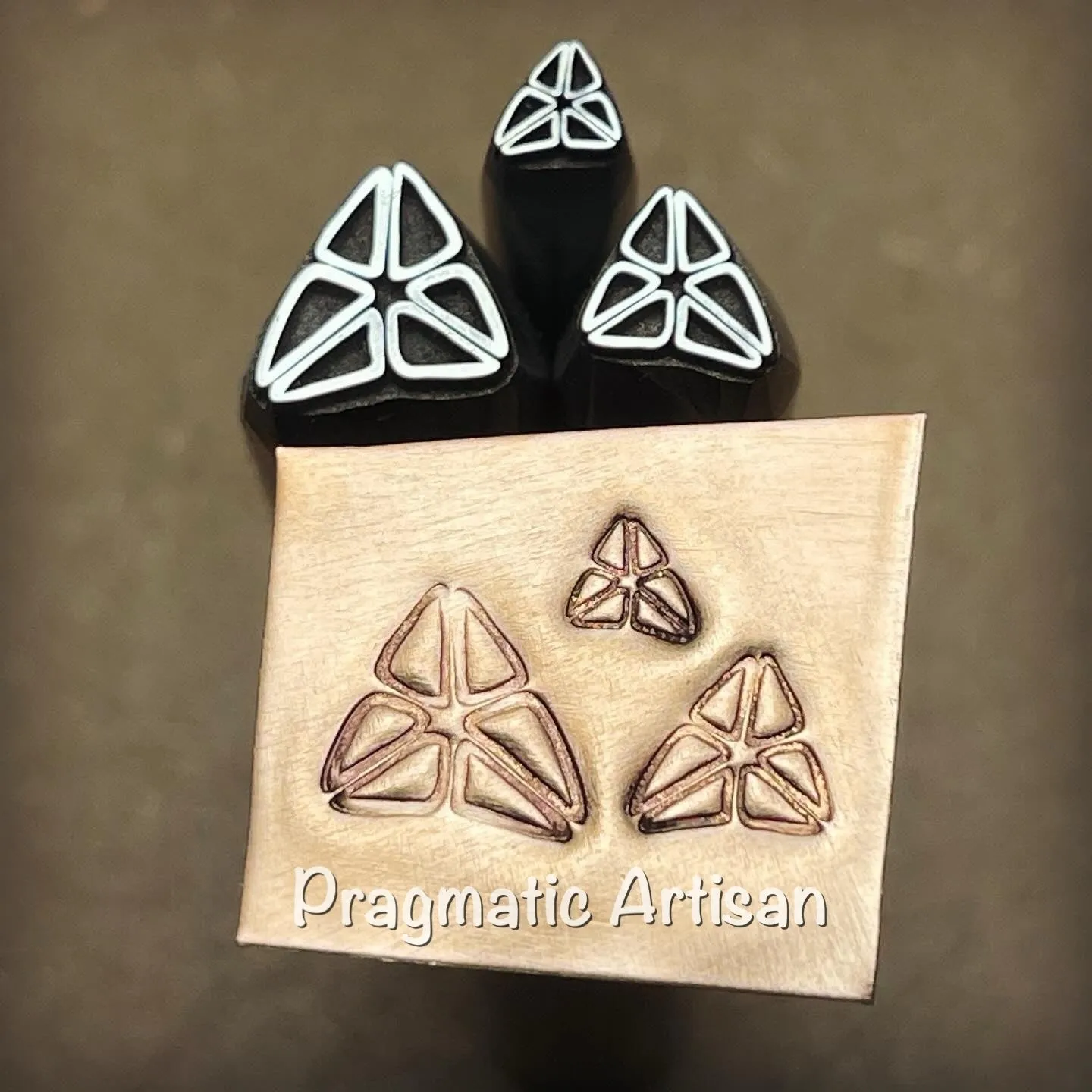 Trillium Abstract. Three available sizes, two bends. Engraved Metal Hand Stamp.